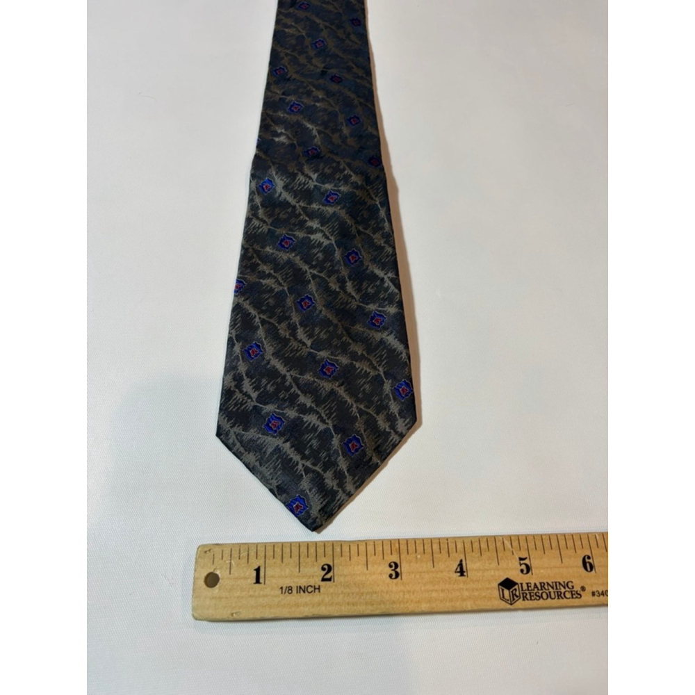 Hugo Boss Silk Tie Gray Blue Abstract Geometric Italy Luxury Necktie - Picture 3 of 5